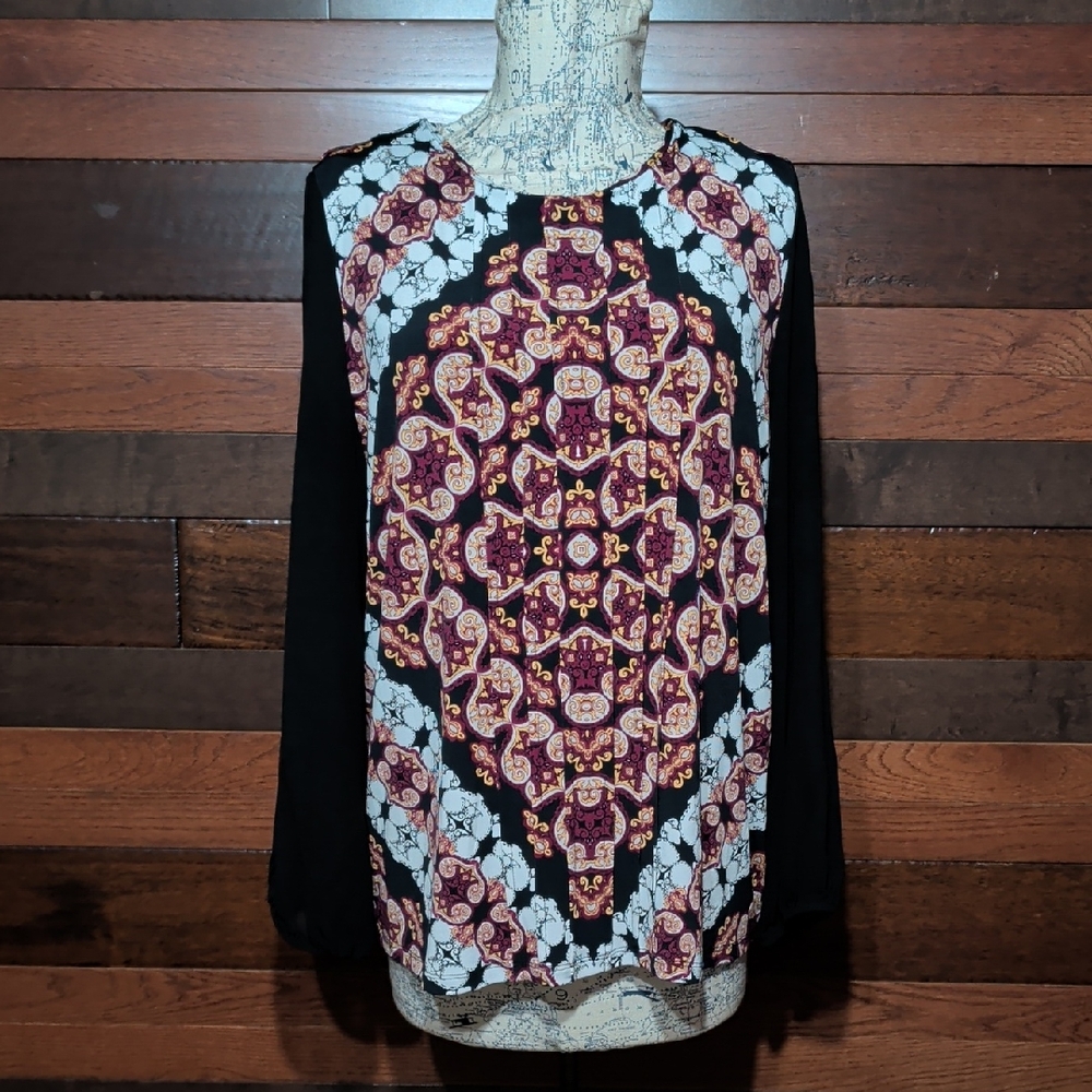 Style & Co. Bohemian Patterned Long Sleeve Blouse